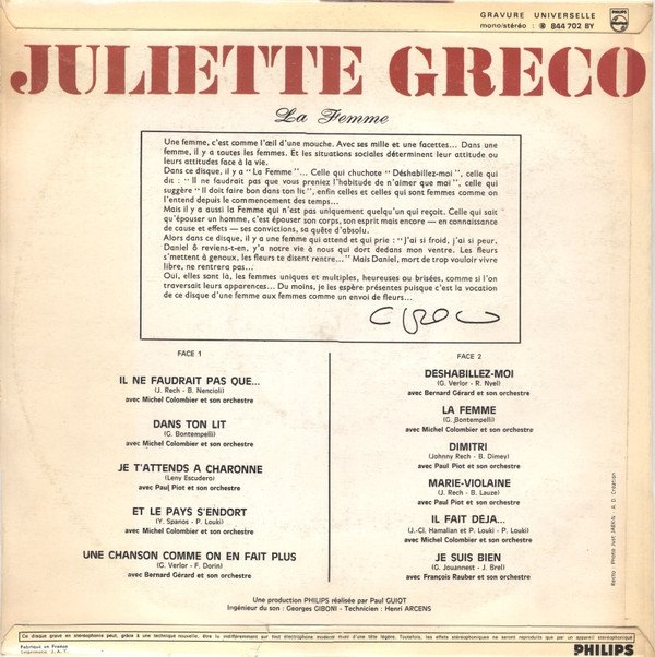 Chanson, Juliette Gréco, LP | Historia Nuestra