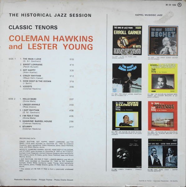Coleman Hawkins And Lester Young, LP, Swing | Historia Nuestra