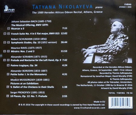 Baroque, CD, Impressionist, Modern, Romantic, Tatyana Nikolayeva* | Historia Nuestra