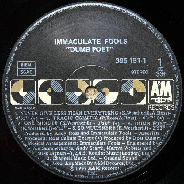 Immaculate Fools, LP, New Wave | Historia Nuestra