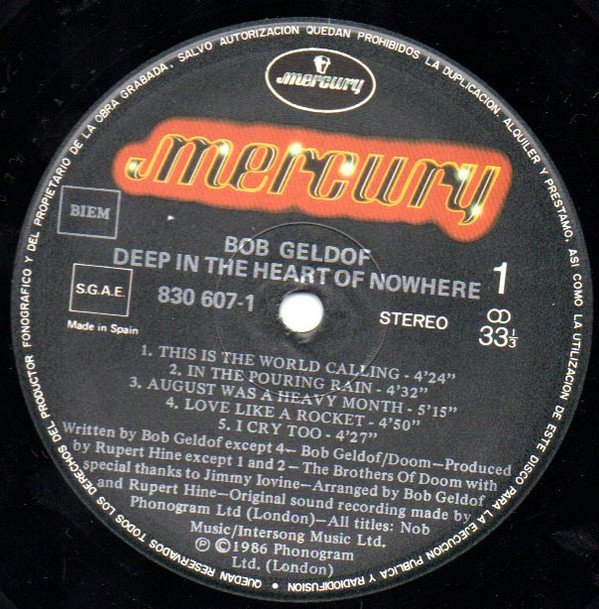 Bob Geldof, LP, Pop Rock, Synthpop | Historia Nuestra