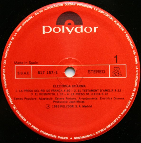 Catalan Music, Elèctrica Dharma*, Fusion, LP | Historia Nuestra