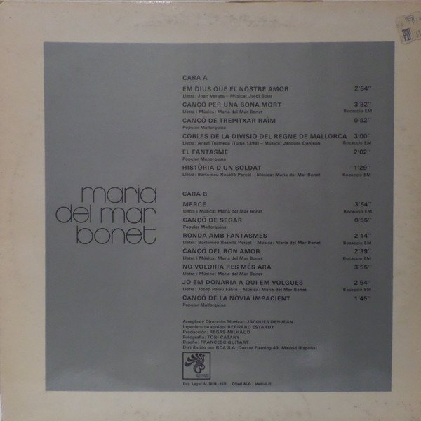 Catalan Music, Folk, LP, Maria Del Mar Bonet | Historia Nuestra