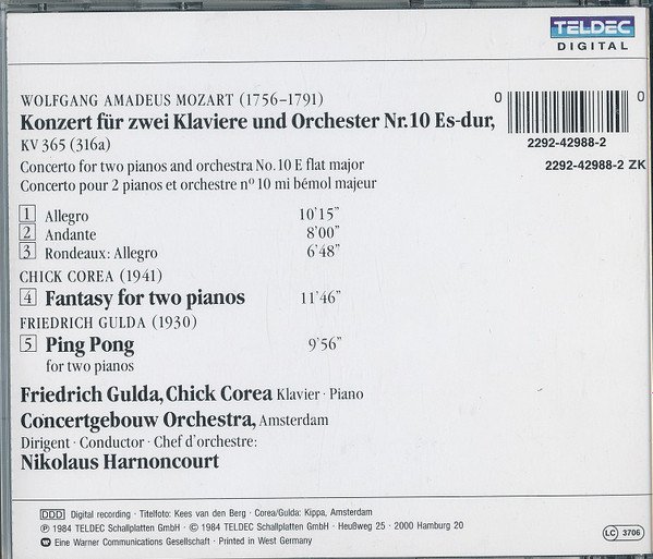 NTYtNDA MC qcGVn jpeg, Mozart*, Corea* · Gulda*, Concertgebouw Orchestra*, Nikolaus Harnoncourt, Historia Nuestra