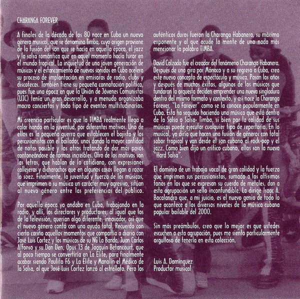 CD, Charanga Forever*, Salsa, Timba | Historia Nuestra