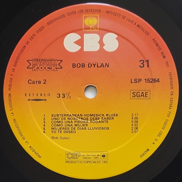 Bob Dylan, Folk Rock, LP | Historia Nuestra