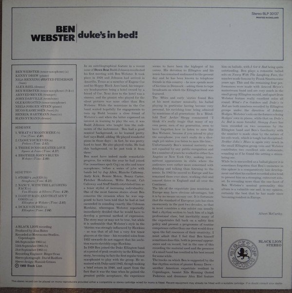 Ben Webster, LP, Post Bop | Historia Nuestra