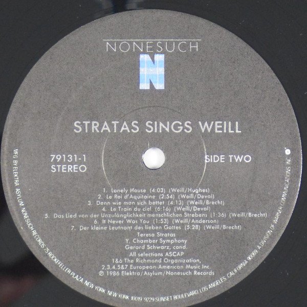 Gerard Schwarz - Weill*, LP, Modern, Stratas*, Y Chamber Symphony | Historia Nuestra