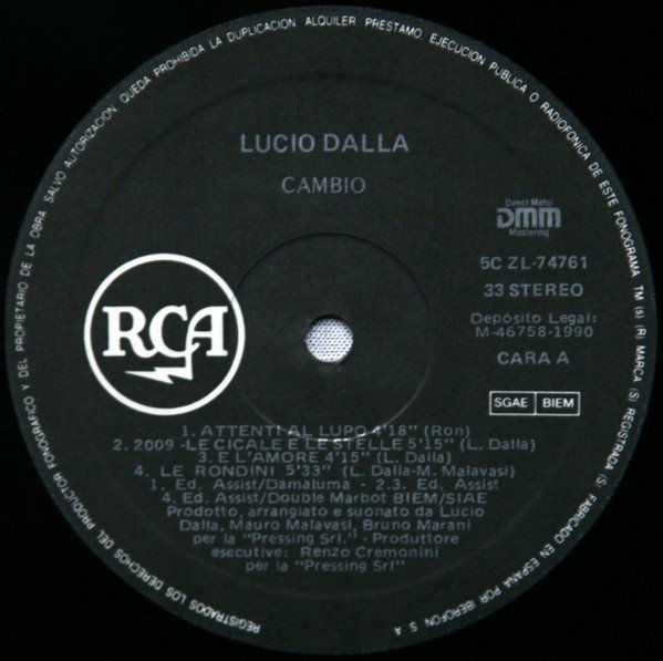 LP, Lucio Dalla, Vocal | Historia Nuestra