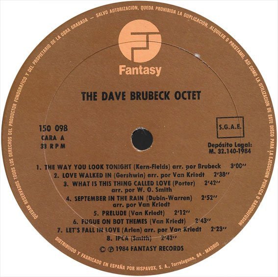 Cool Jazz, Dave Brubeck Octet*, LP | Historia Nuestra