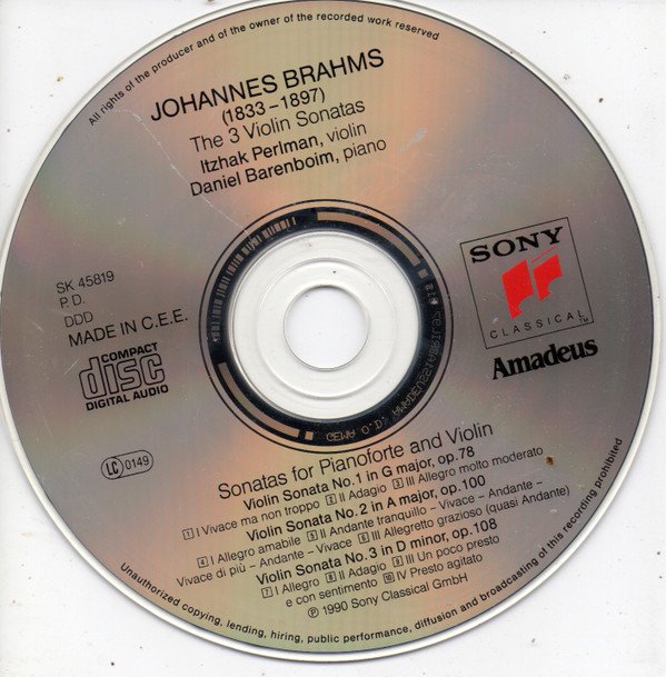 CD, Daniel Barenboim - Brahms*, Itzhak Perlman, Romantic | Historia Nuestra