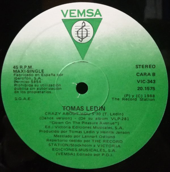 12 inch, Pop Rock, Tomas Ledin | Historia Nuestra