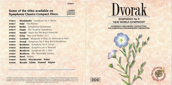 Antonín Dvořák, CD, Hymisher Greenburg, Romantic, The European Philharmonic Orchestra* | Historia Nuestra