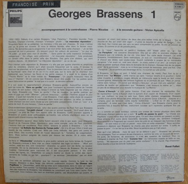 Chanson, Georges Brassens, LP | Historia Nuestra