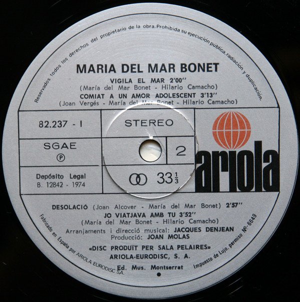 Catalan Music, Folk, LP, Maria Del Mar Bonet | Historia Nuestra