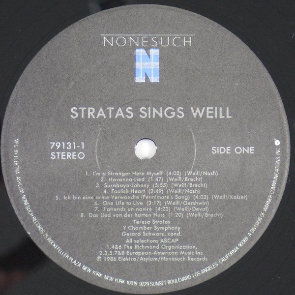 Gerard Schwarz - Weill*, LP, Modern, Stratas*, Y Chamber Symphony | Historia Nuestra