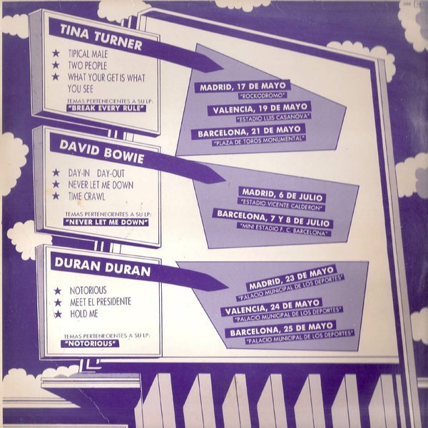 LP, Tina Turner / David Bowie / Duran Duran | Historia Nuestra
