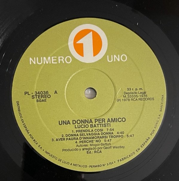 Chanson, LP, Lucio Battisti, Pop Rock, Soft Rock | Historia Nuestra