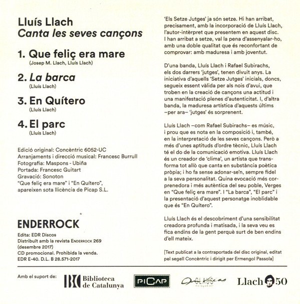 Ballad, Catalan Music, CD, Lluís Llach* | Historia Nuestra