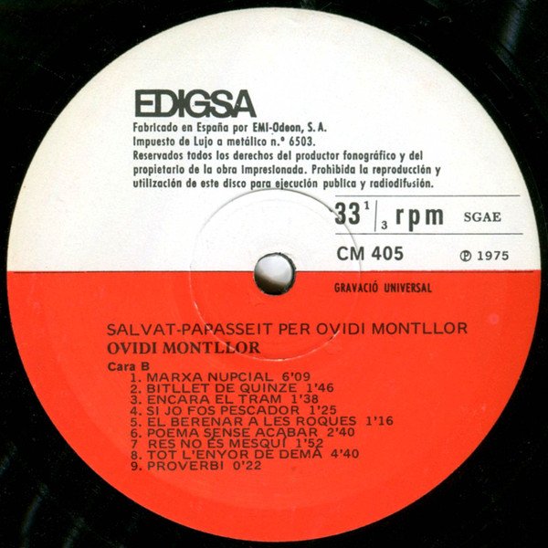 Catalan Music, LP, Ovidi Montllor, Poetry | Historia Nuestra