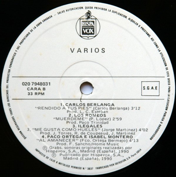 Carlos Berlanga*, Flamenco, Ilegales, Los Romeos, LP, Paco Ortega & Isabel Montero*, Pop Rock, Synthpop | Historia Nuestra