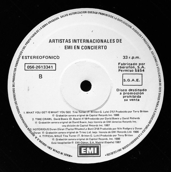 LP, Tina Turner / David Bowie / Duran Duran | Historia Nuestra