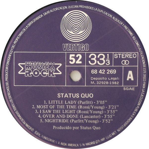 Blues Rock, Classic Rock, LP, Rock Roll, Status Quo | Historia Nuestra