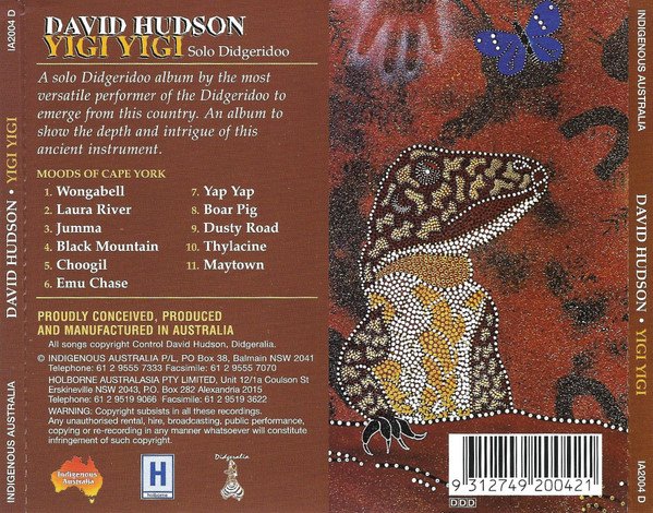 David Hudson Yigi Yigi (Solo Didgeridoo)-CD | CDs de Música | Historia Nuestra Aboriginal, CD, David Hudson, Folk | Historia Nuestra