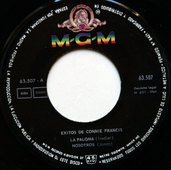 7 inch, Connie Francis, Vocal | Historia Nuestra