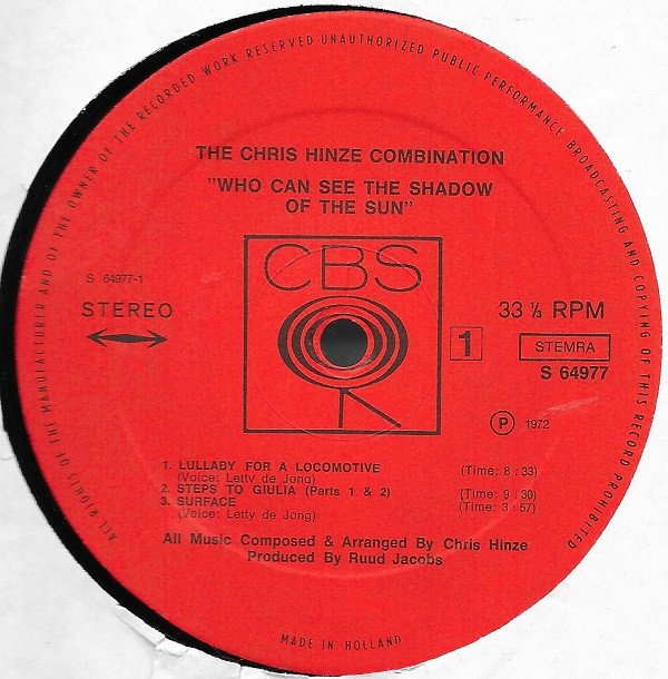 Free Improvisation, Fusion, LP, The Chris Hinze Combination | Historia Nuestra