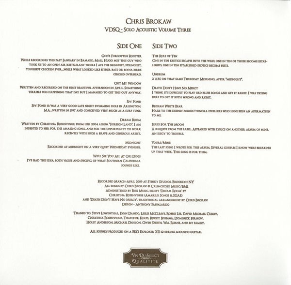 Acoustic, Chris Brokaw, Folk, LP | Historia Nuestra