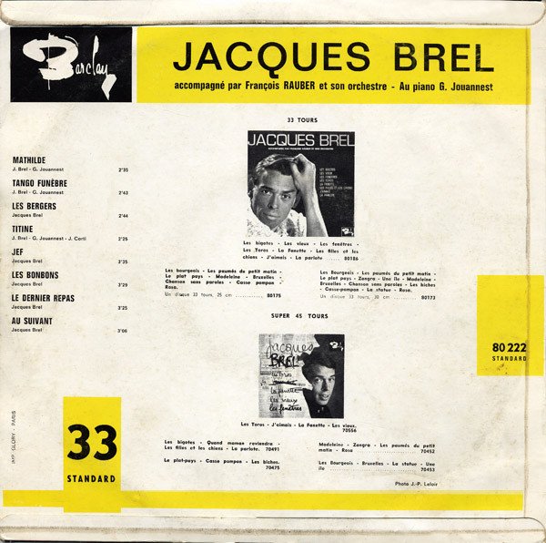 10 inch, Chanson, Jacques Brel | Historia Nuestra
