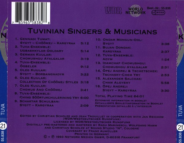 CD, Overtone Singing, Tuvinian Singers & Musicians* | Historia Nuestra