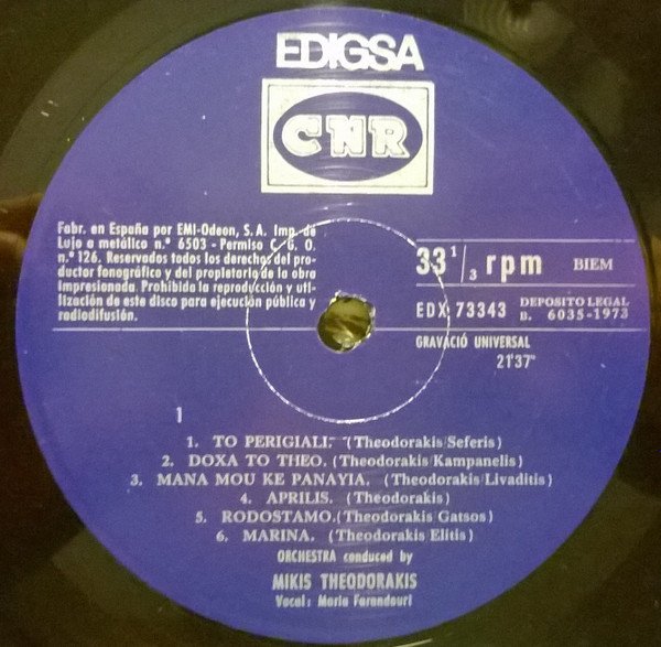 Folk, LP, Mikis Theodorakis | Historia Nuestra