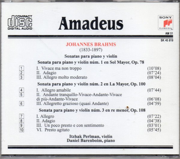 CD, Daniel Barenboim - Brahms*, Itzhak Perlman, Romantic | Historia Nuestra