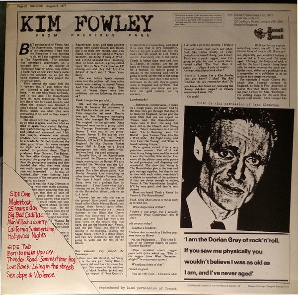 Classic Rock, Garage Rock, Glam, Kim Fowley, LP | Historia Nuestra