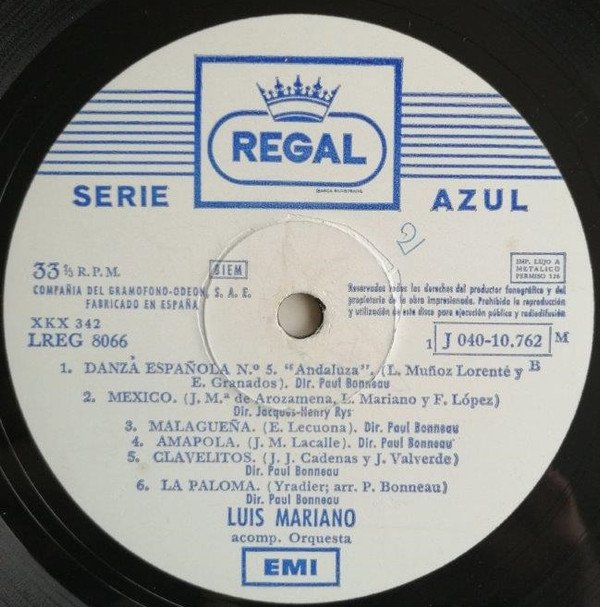 Chanson, Jota, LP, Luis Mariano, Vocal | Historia Nuestra