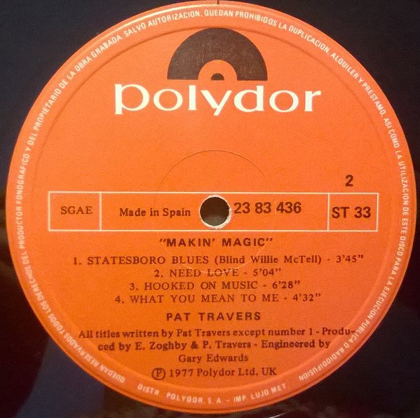 Blues Rock, Hard Rock, LP, Pat Travers | Historia Nuestra