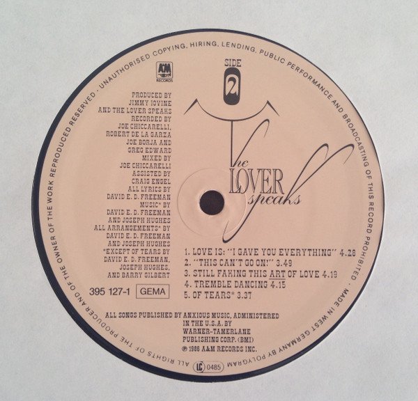 LP, Synthpop, The Lover Speaks | Historia Nuestra