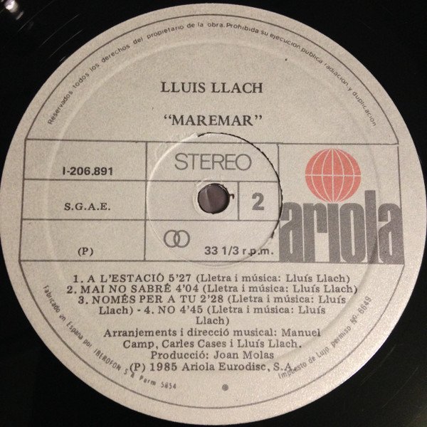 Ballad, Catalan Music, Lluís Llach*, LP | Historia Nuestra