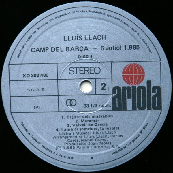 Catalan Music, Folk, Lluís Llach*, LP, Vocal | Historia Nuestra