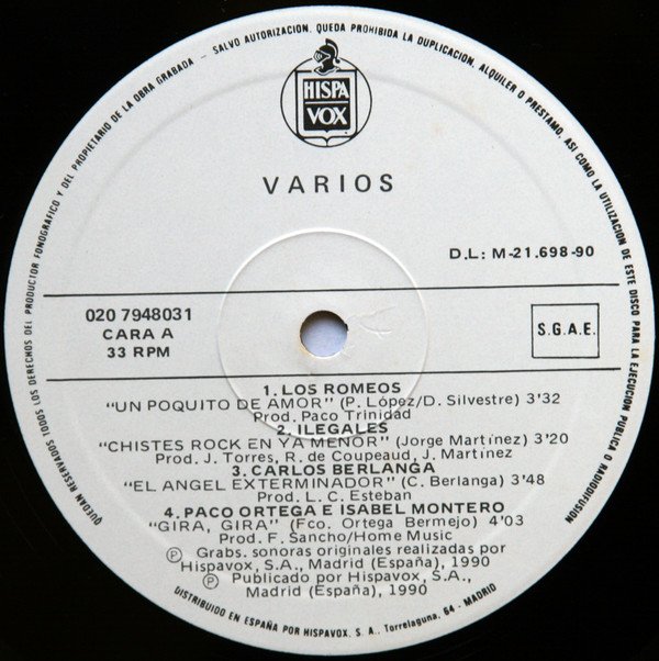 Carlos Berlanga*, Flamenco, Ilegales, Los Romeos, LP, Paco Ortega & Isabel Montero*, Pop Rock, Synthpop | Historia Nuestra