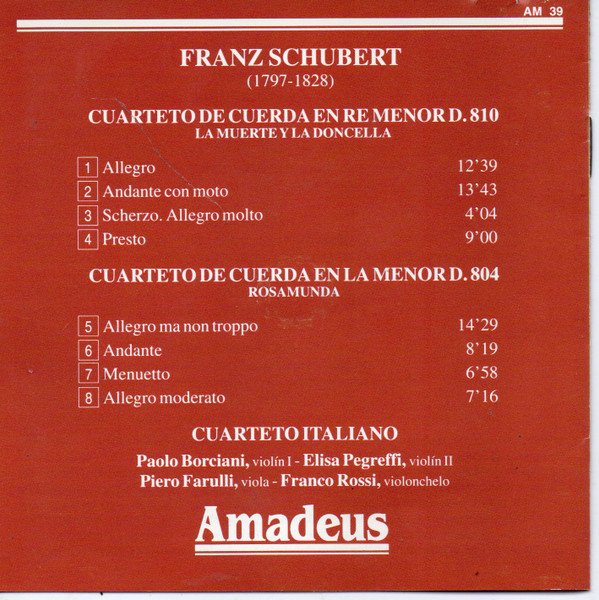 CD, Franz Schubert, Quartetto Italiano, Romantic | Historia Nuestra