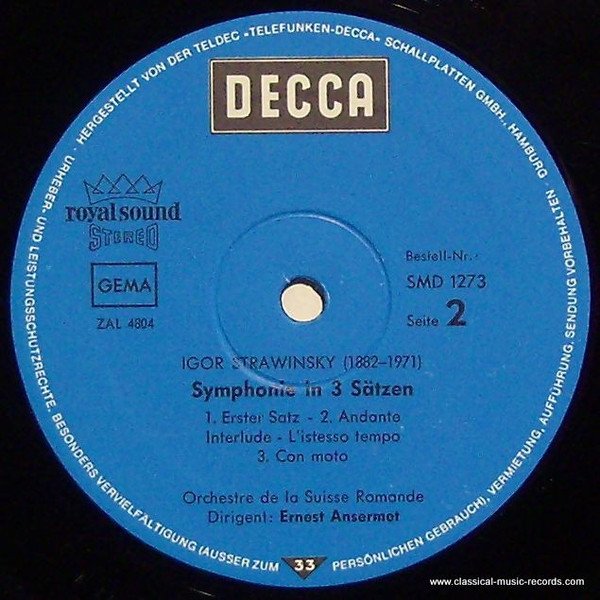 Ansermet*, Choral, LP, Modern, Stravinsky* - L'Orchestre De La Suisse Romande | Historia Nuestra