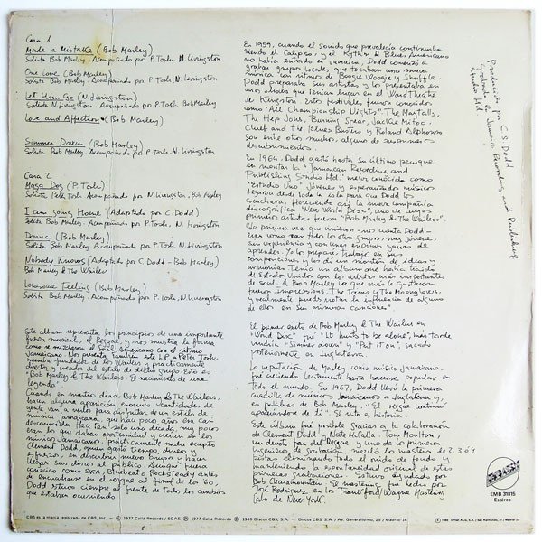 Bob Marley & The Wailers, LP, Reggae, Ska | Historia Nuestra