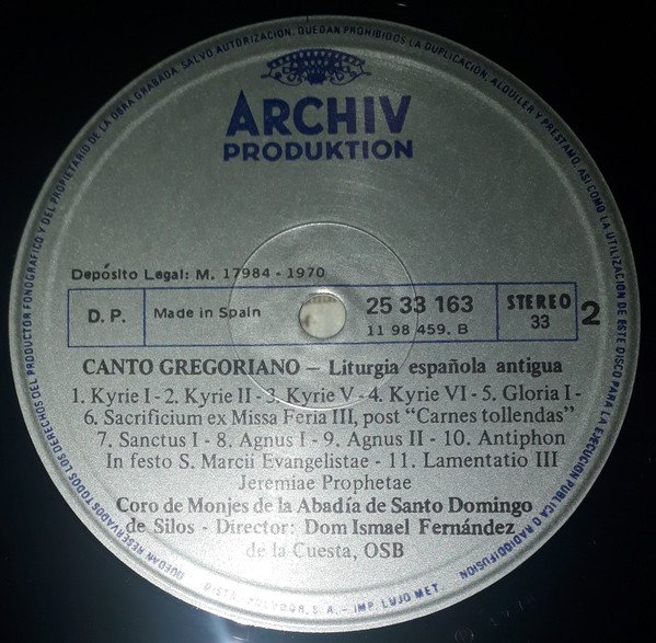 Coro De Monjes De La Abadía De Santo Domingo De Silos*, Dom Ismael Fernández De La Cuesta*, Early, LP, Medieval, Religious | Historia Nuestra
