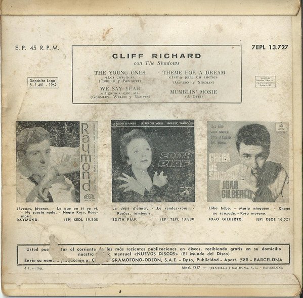 7 inch, Cliff Richard Con The Shadows*, Pop Rock, Soundtrack | Historia Nuestra