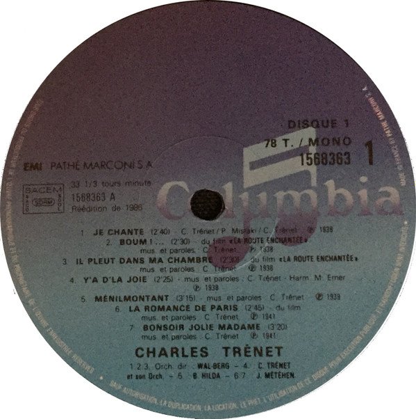 Chanson, Charles Trenet, LP | Historia Nuestra