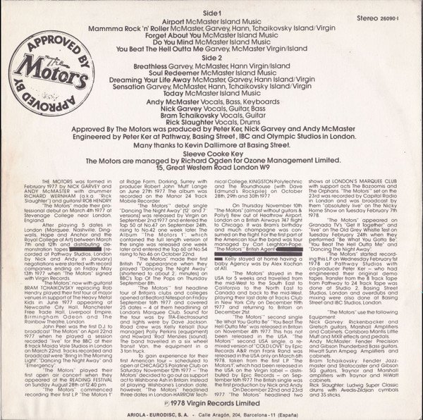 LP, New Wave, Pop Rock, The Motors | Historia Nuestra