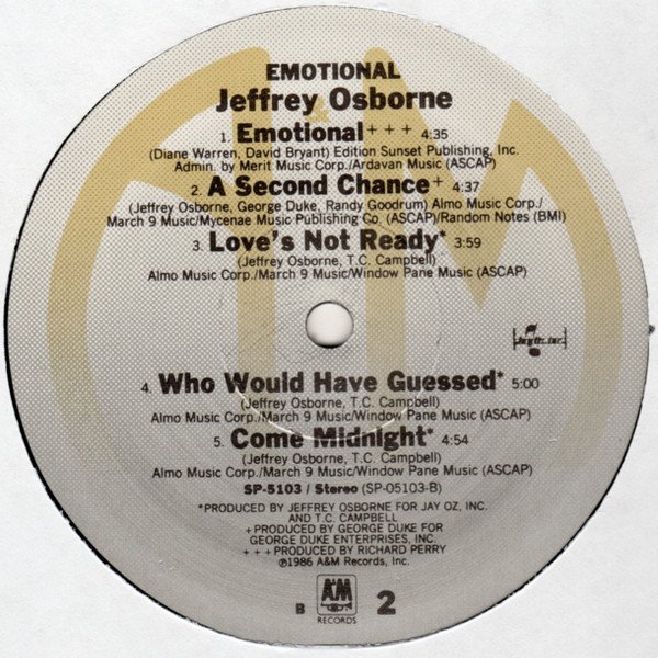 Ballad, Contemporary RB, Jeffrey Osborne, LP, Soul | Historia Nuestra